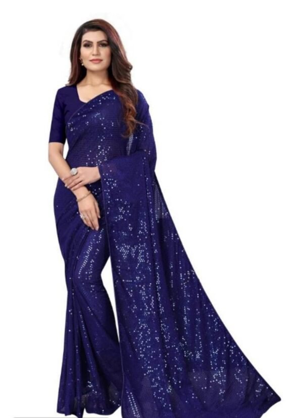 Attractive Georgette Sequin Saree with Blouse piece