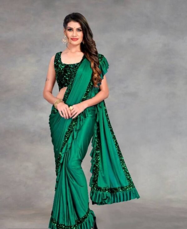 Lycra Squence Embroidered Saree