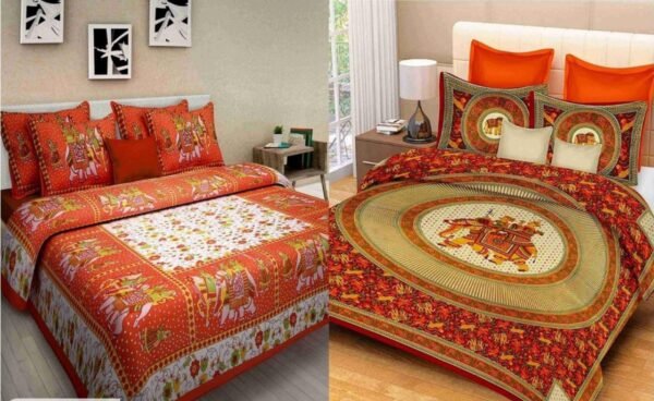 (Buy 1 Get 1 Free) Jaipuri Printed Cotton Double Bedsheets