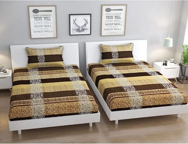 Premium Cotton 3D Printed Two Single Bedsheets With Two Pillow Covers