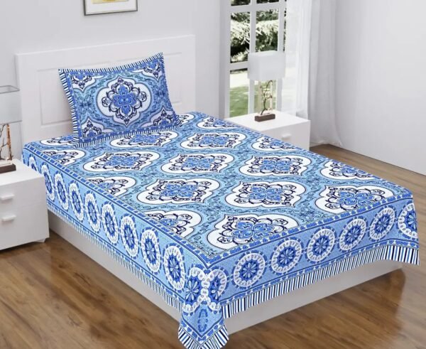Comfortable Cotton Floral Single Bedsheet with One Pillow Cover