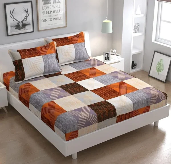 ELASTIC FITTED KING SIZE BEDSHEET ( with Pillow Cover Free )